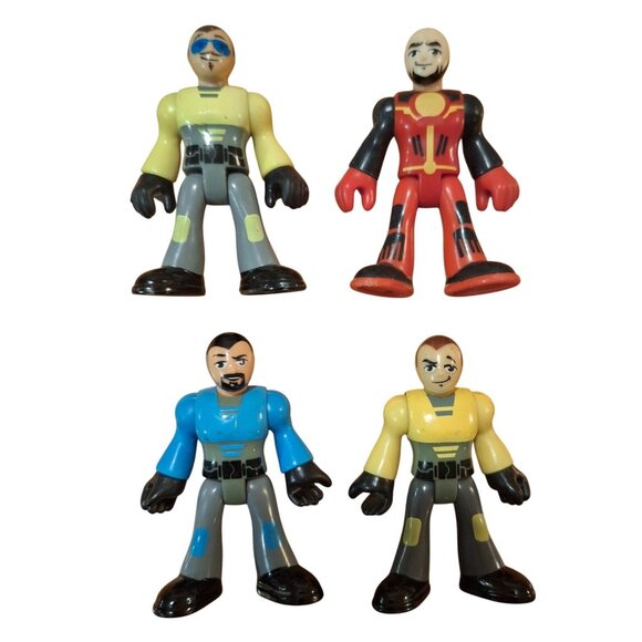 Imaginext Dino Riders 4 Figures 3" Lot Jurassic Dinosaur Blue Yellow Red - Picture 1 of 11